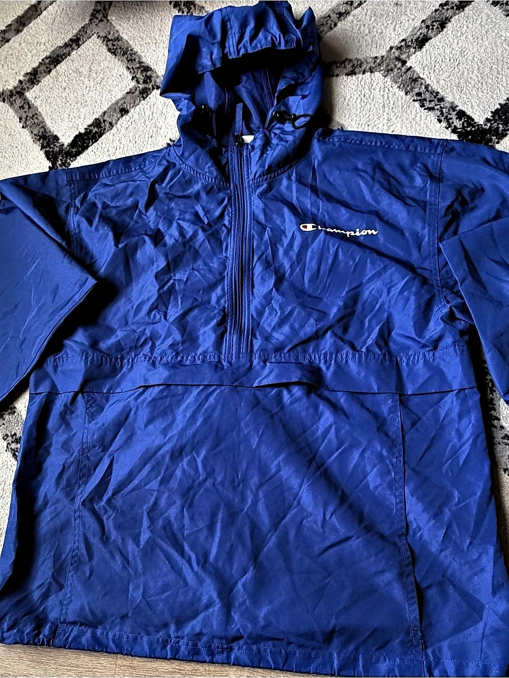 Champion Men's Blue Half-Zip Windbreaker Size Medium